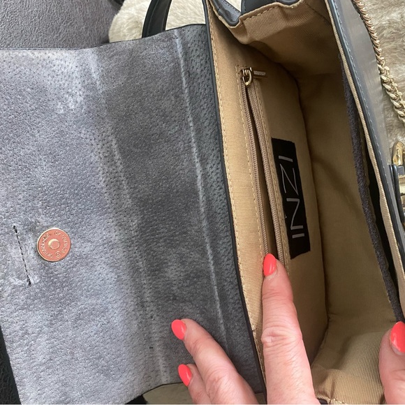 Grey suede/leather INZI purse - Picture 3 of 3